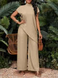 🌷Asymmetrical Sleeveless Top & Pants Set – Women’s Two-Piece