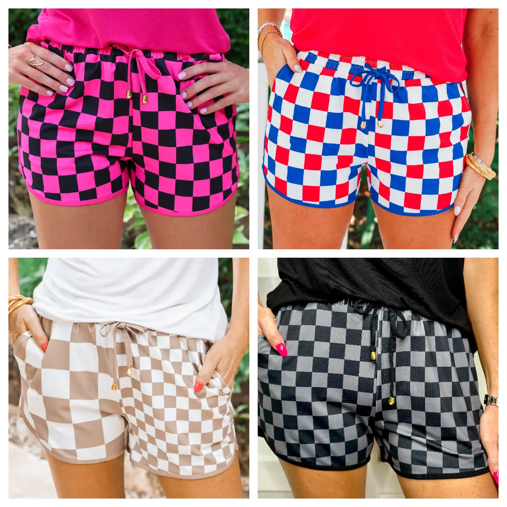 Last Day Save 49% ⏰🎉Znacicc Women's Checkered Drawstring Casual Shorts