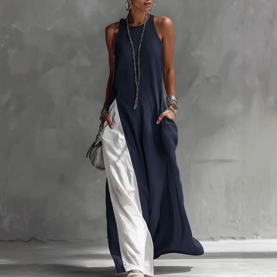 💕💕Women's Sleeveless Off-Shoulder Loose Maxi Dress with Pockets