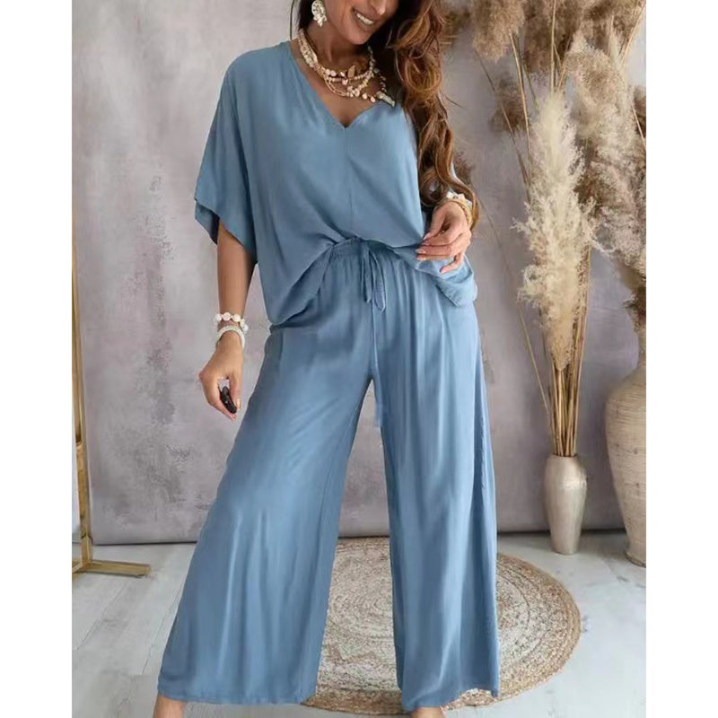 🌷Women’s Lounge Set with Wide Leg Pant