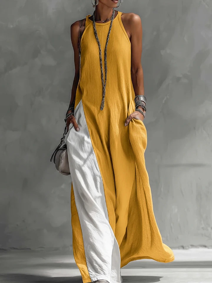💕💕Women's Sleeveless Off-Shoulder Loose Maxi Dress with Pockets