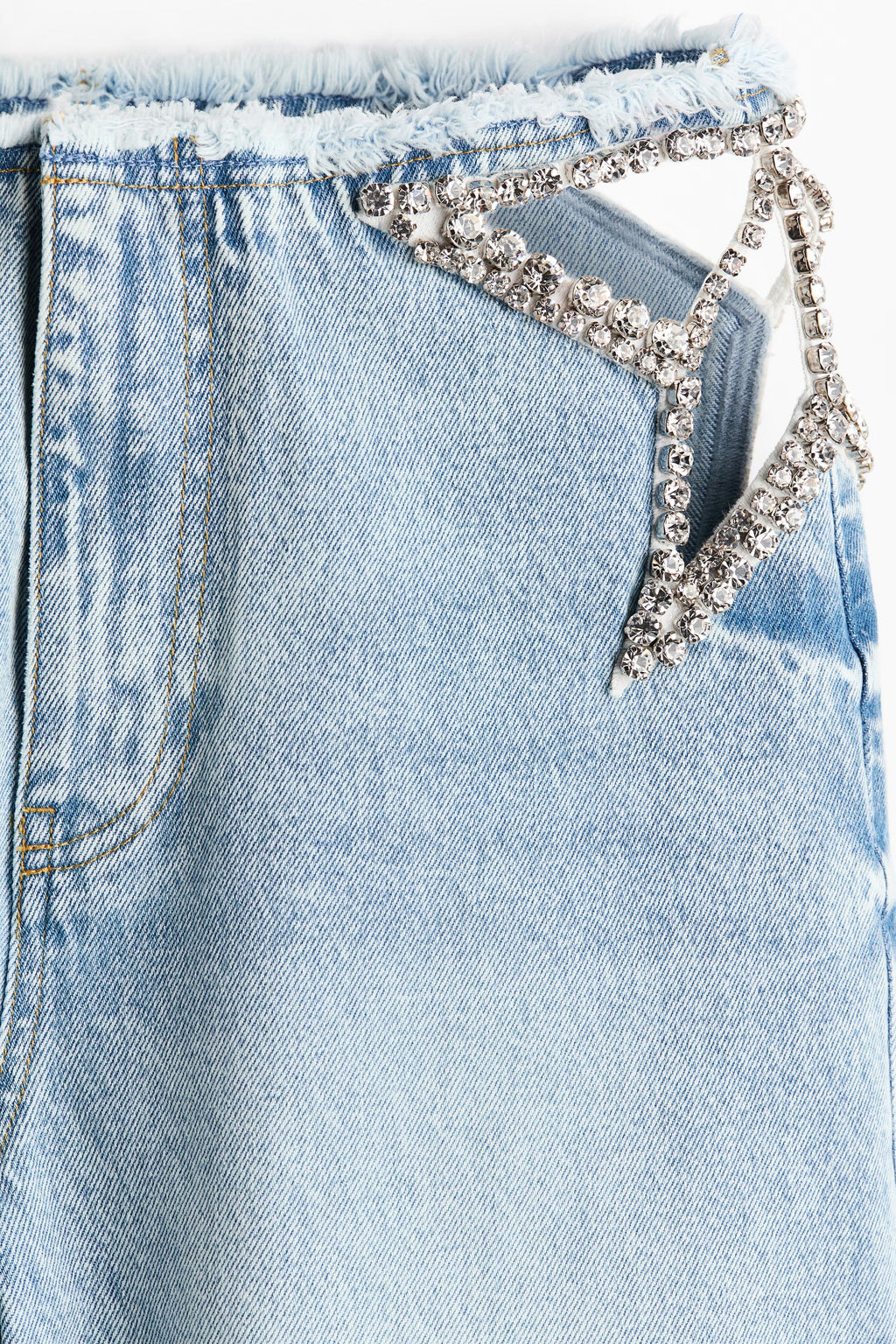 💕💕Rhinestone Cutout Wide Leg Jeans