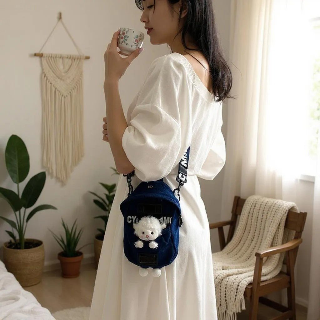 Last Day ⏰ 49% OFF Mini Denim Crossbody Sling Bag with Animal Charm Adjustable Strap