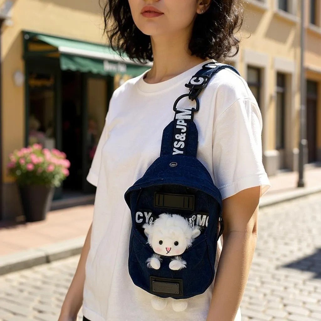 Last Day ⏰ 49% OFF Mini Denim Crossbody Sling Bag with Animal Charm Adjustable Strap