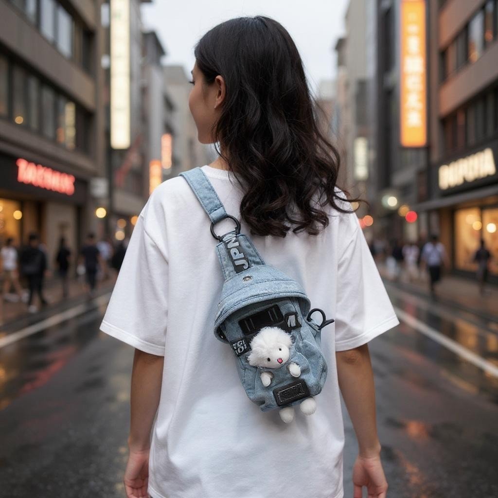 Last Day ⏰ 49% OFF Mini Denim Crossbody Sling Bag with Animal Charm Adjustable Strap