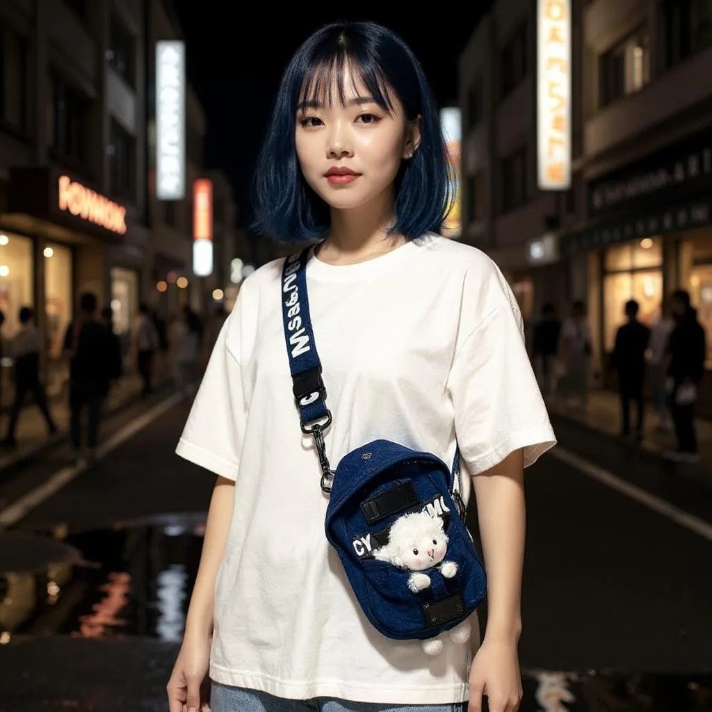 Last Day ⏰ 49% OFF Mini Denim Crossbody Sling Bag with Animal Charm Adjustable Strap