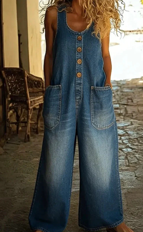 🌷Vintage Washed Cotton Denim Overalls