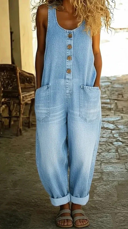 🌷Vintage Washed Cotton Denim Overalls