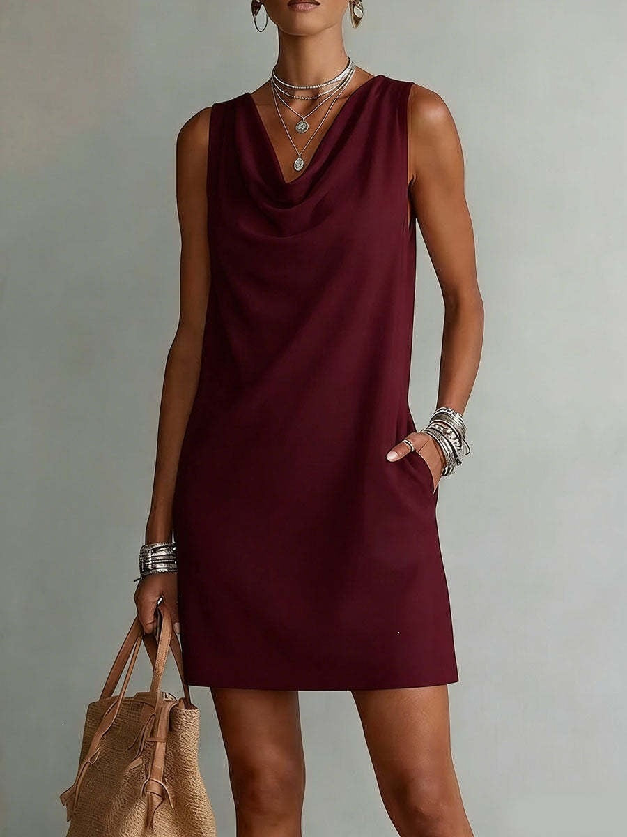 🌷Draped-neck sleeveless pure cotton dress
