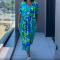 ✨Women's Printed V - Neck Casual Elegant Dress(🔥50% OFF)