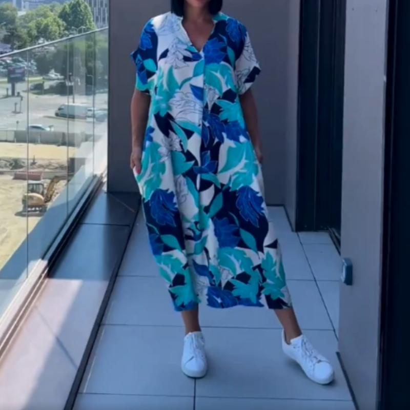 ✨Women's Printed V - Neck Casual Elegant Dress(🔥50% OFF)