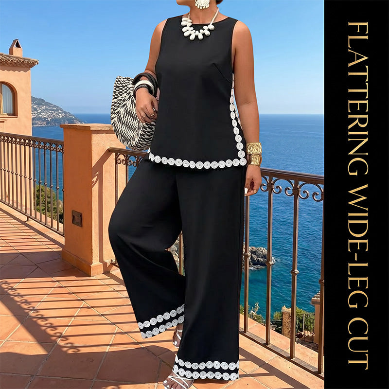 🔥50% OFF🔥Women's Sleeveless Top & Wide-Leg Pants Suit