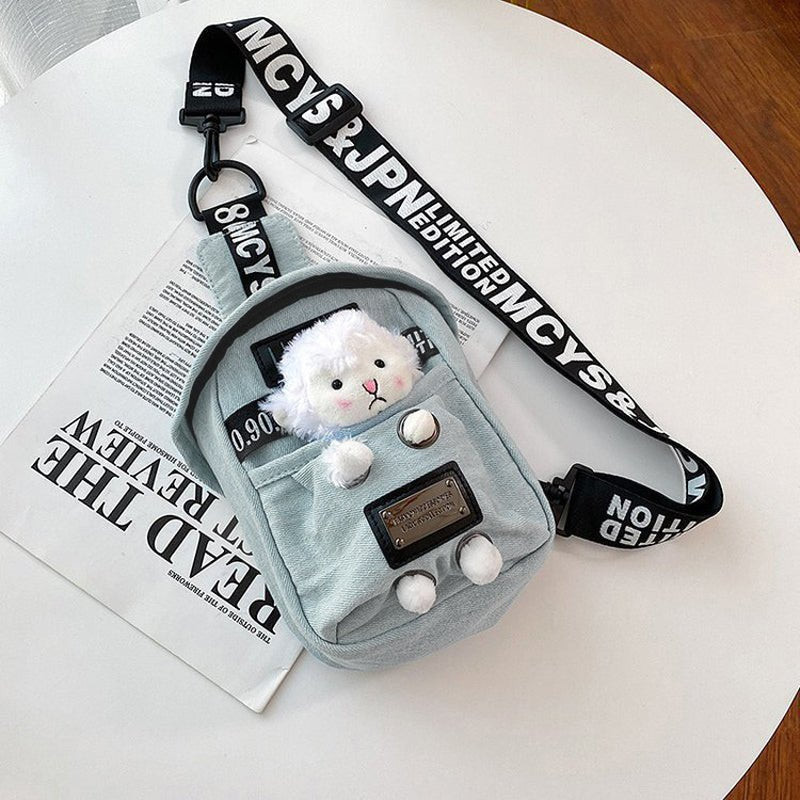 Last Day ⏰ 49% OFF Mini Denim Crossbody Sling Bag with Animal Charm Adjustable Strap